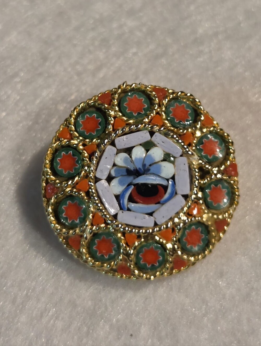 Vintage Italian Multi-color Micro-mosaic Brooch / Pin